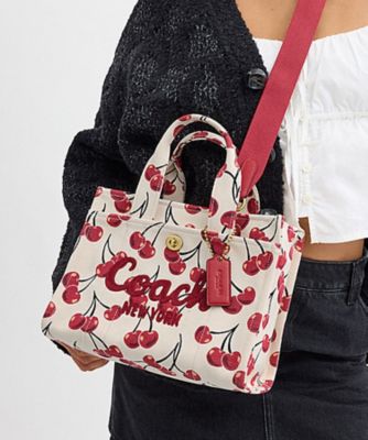 ＜COACH＞カーゴ　トート　バッグ　２６・チェリー　プリント